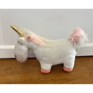 Illumination Despicable Me Fluffy Unicorn Plush White Pink Gold Horn Agnes Toy